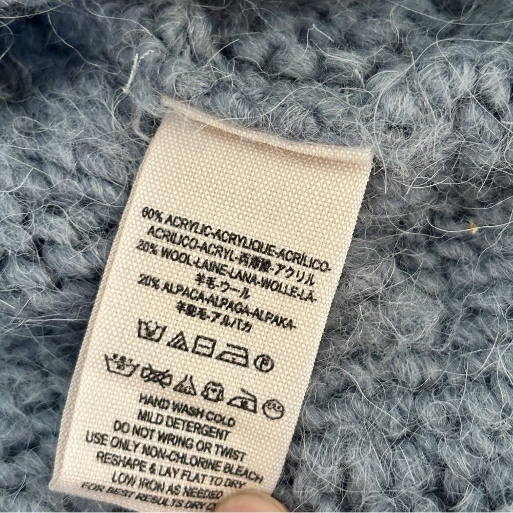 Free People Oversized Wool/Alpaca Grey/Blue Sweater Silver Zippers Sz S - Picture 9 of 10
